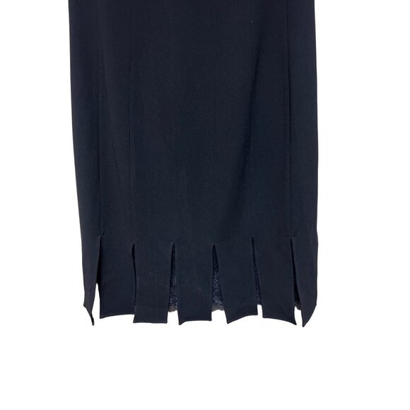 rickie freeman TERI JON Black Lace Pleated Cut Hem Short Sleeve Women's Size 8 - Picture 3 of 12